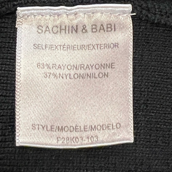 BLACK Sachin & Babi Seraphina Long Sleeve Fringe Knit Black Dress Gown S - Picture 9 of 16